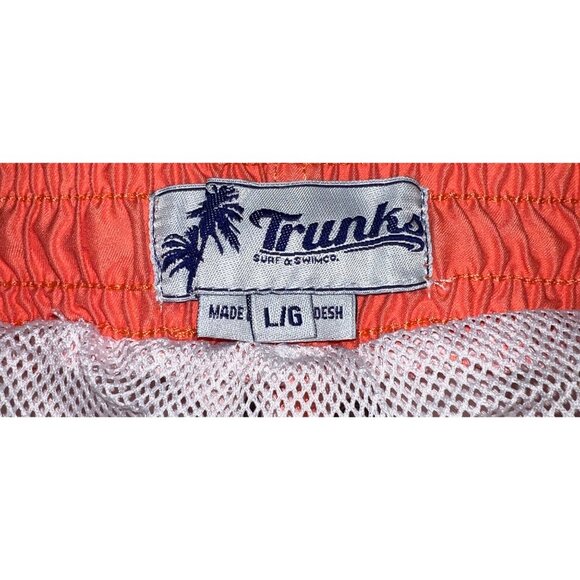 Trunks Surf & Swim Co. Mens Swim Shorts Size L Orange & White With Drawstring - Picture 3 of 3